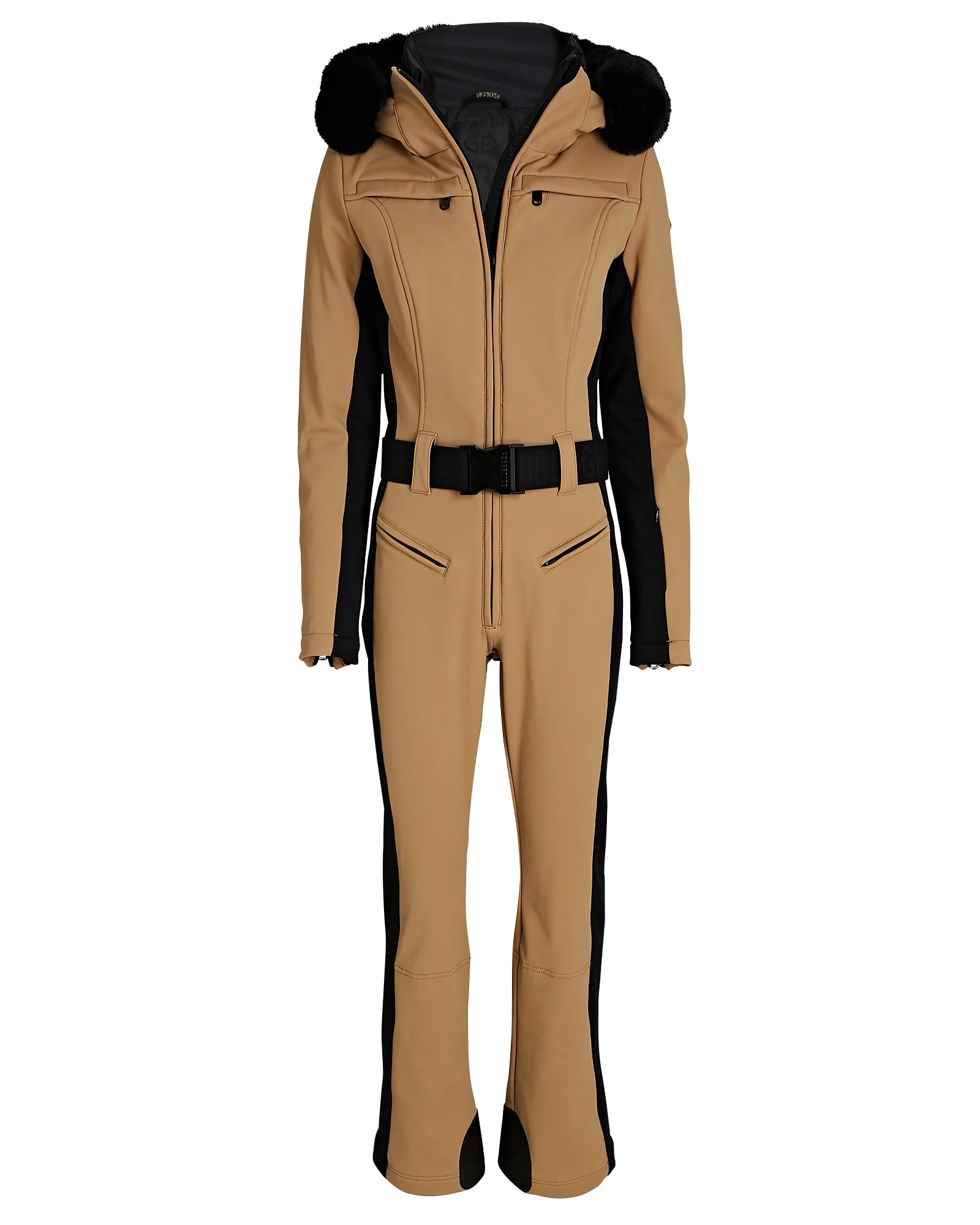 Goldbergh Parry Faux Fur-Trimmed Down Ski Suit, Beige 38 | INTERMIX