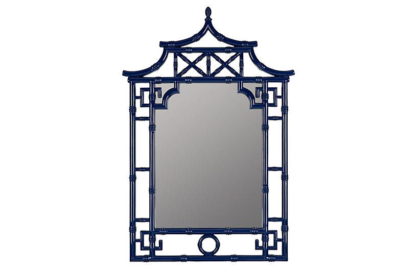 Chinoiserie Wall Mirror, Cobalt | One Kings Lane