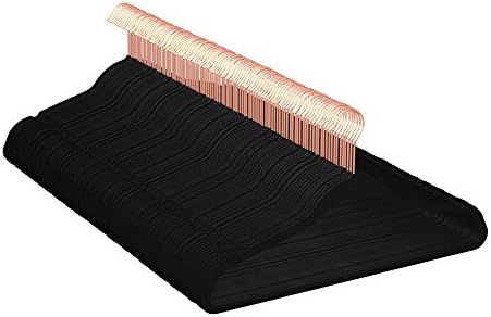 Amazon Basics Velvet Non-Slip Suit Clothes Hangers, Black/Rose Gold - Pack of 100 | Amazon (US)