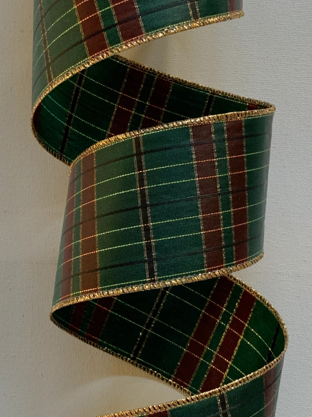 2.5 Dark Green Plaid Ribbon  Crisp Wired Edges  10 - Etsy | Etsy (US)