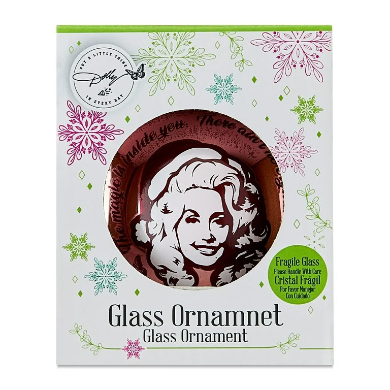 Dolly Parton 80MM Glass Ornament, Pink, Glitter, by Ruz - Walmart.com | Walmart (US)