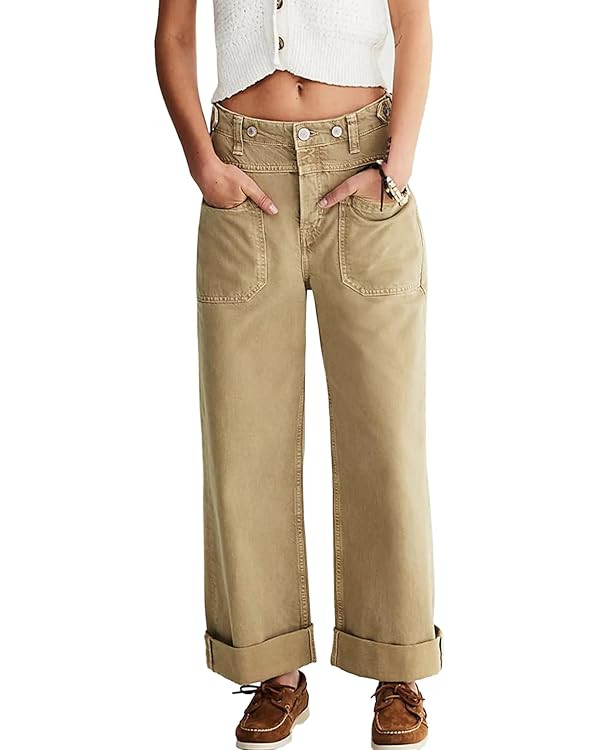 Allimy Womens Jeans High Waisted Straight Leg Baggy Boyfriend Jeans for Women Trendy 2025 Cargo P... | Amazon (US)