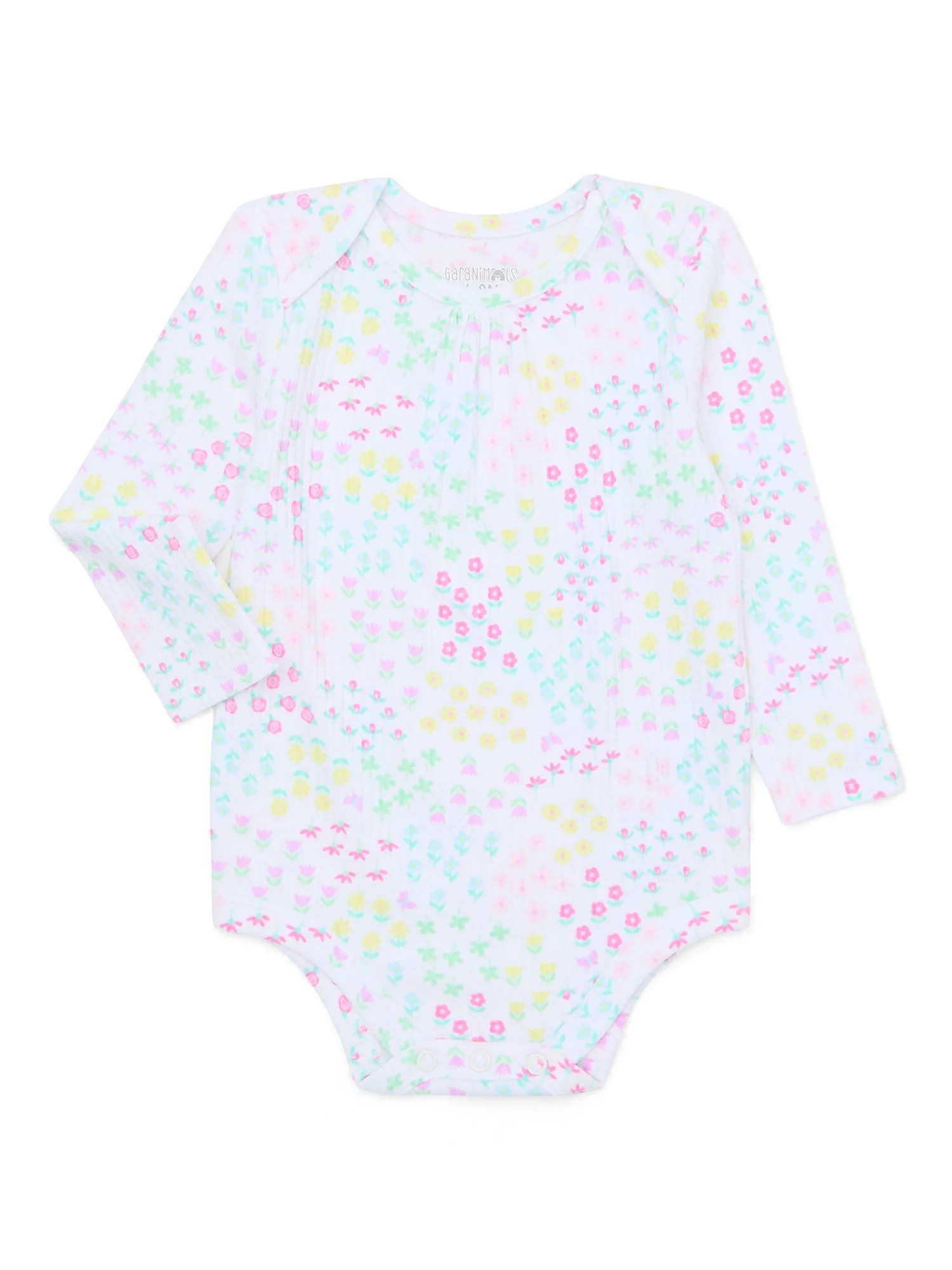Garanimals Baby Girl Long Sleeve Printed Hacci Rib Bodysuit, Sizes 0-24 Months | Walmart (US)