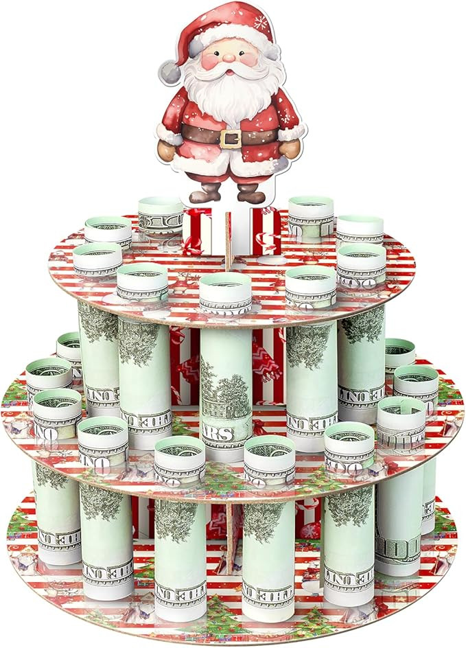 JWSCYSY Christmas Red and White Stripes Money Holder, Christmas Santa Claus Ornament Cash Holder ... | Amazon (US)