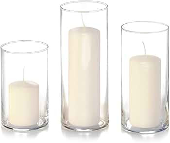 yummi Set of 12 Slim Pillars and Cylinder Vases - Ivory | Amazon (US)