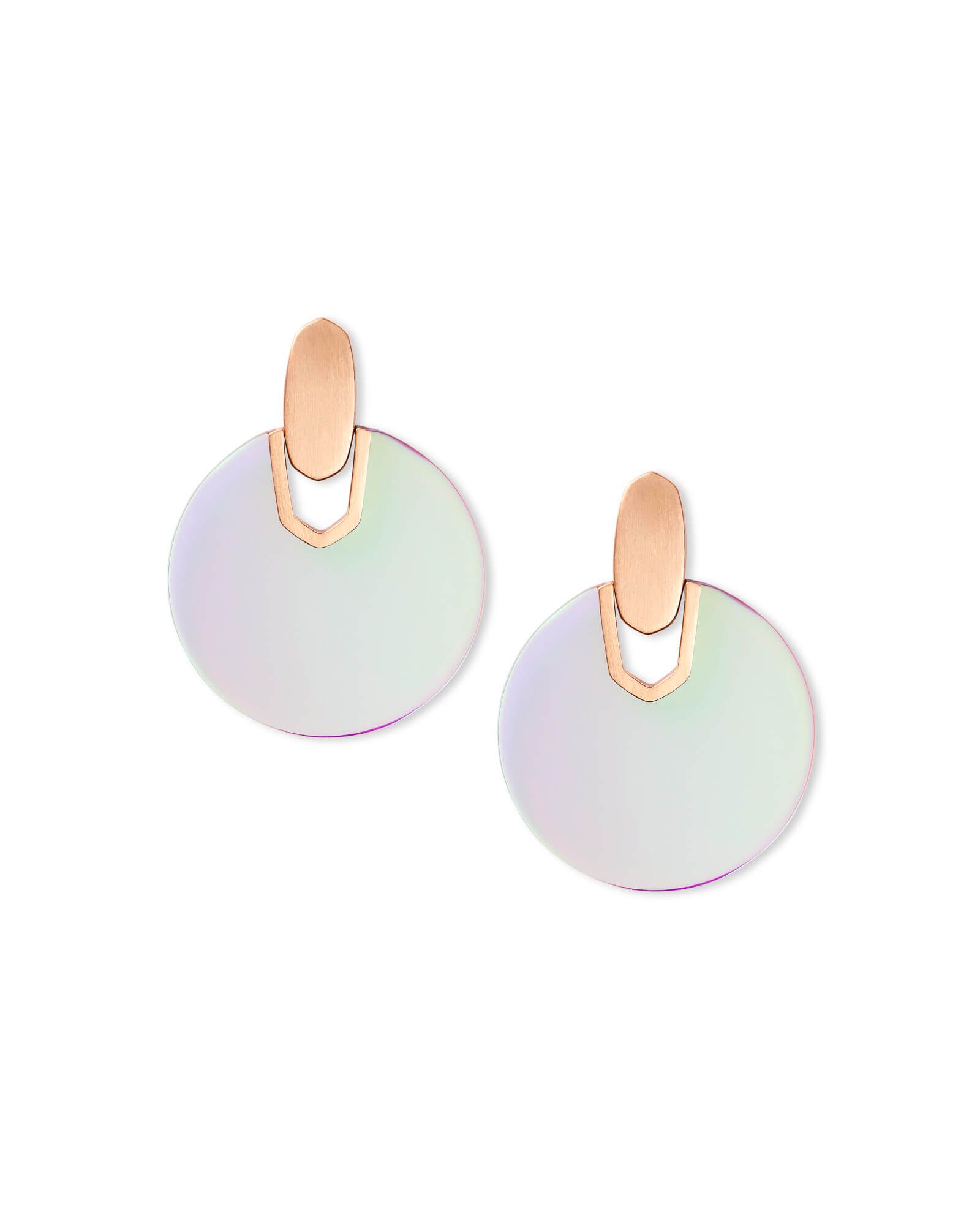 Didi Rose Gold Statement Earrings in Blush Dichroic Glass | Kendra Scott