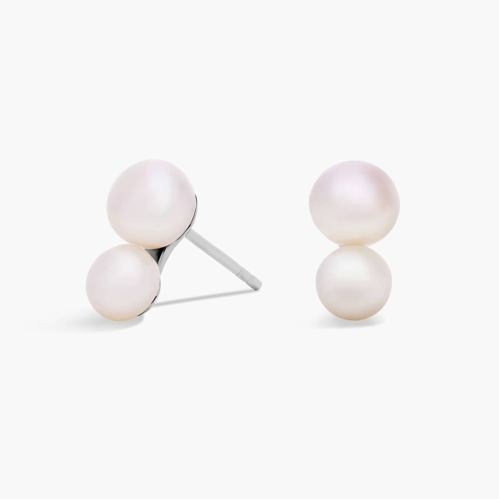 Double Fresh Water Cultured Pearl Stud Earring in Sterling Silver | Blue Nile