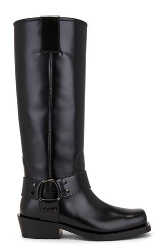 Valentino Garavani Rockstud Biker Boot in Black | FWRD 