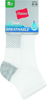 Hanes Women's 6-Pair Lightweight Breathable Ventilation Ankle Socks | Amazon (US)