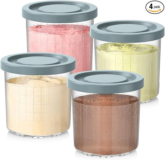 for Ninja Creami Pints and Lids - 4 Pack,16OZ Compatible with NC299AMZ & NC300s Series Ice Cream ... | Amazon (US)