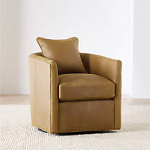 Drew Small Leather Swivel Accent Chair | Crate & Barrel