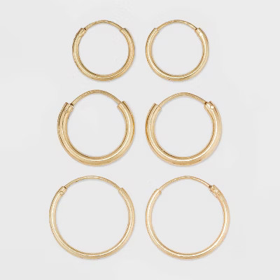 Gold Over Sterling Silver Endless Hoop Fine Jewelry Earrings - A New Day™ Gold | Target