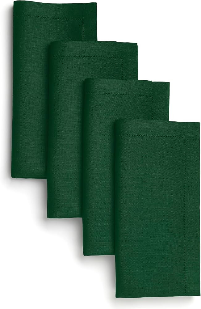 D'Moksha Homes Linen Dinner Napkins 20 x 20 Inch - 100% Pure Linen Forest Green Napkins Set of 4 ... | Amazon (CA)