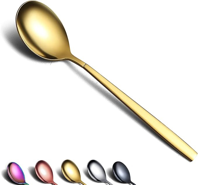 Berglander Gold Dinner Spoon of 4, Stainless Steel Titanium Shiny Golden Plating Soup Spoons Silv... | Amazon (US)