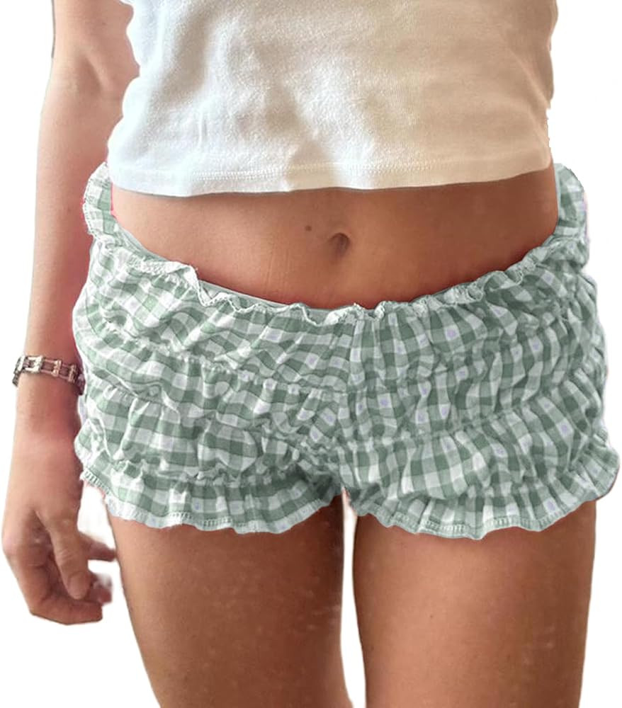 NUFIWI Women Lounge Shorts Floral Print Y2k Low Rise Sexy Micro Shorts Elastic Pajama Bottoms Cut... | Amazon (US)