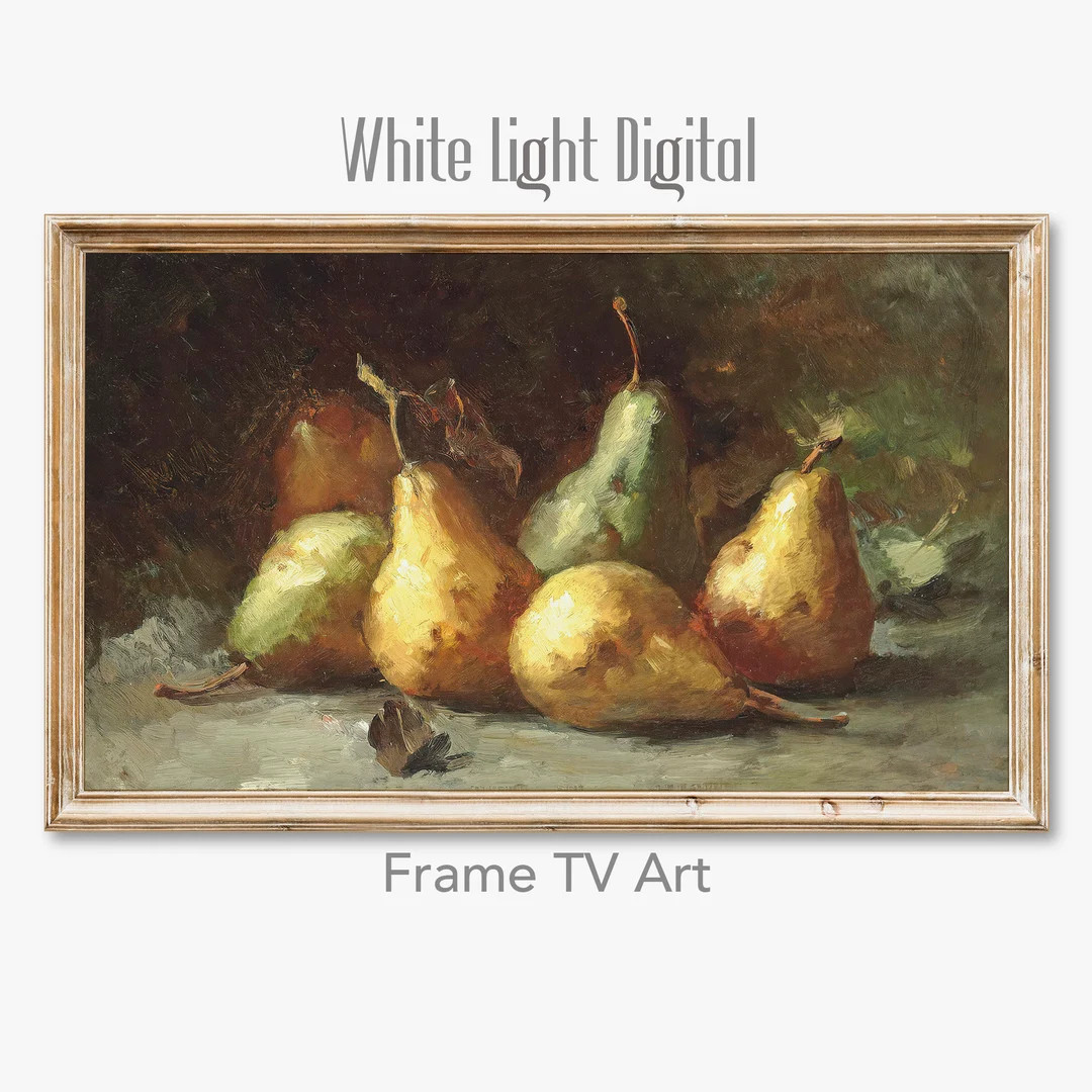 Samsung Frame TV Art, Still Life Painting, Kitchen Wall Art, Vintage Oil Painting, Pears Artwork,... | Etsy (US)