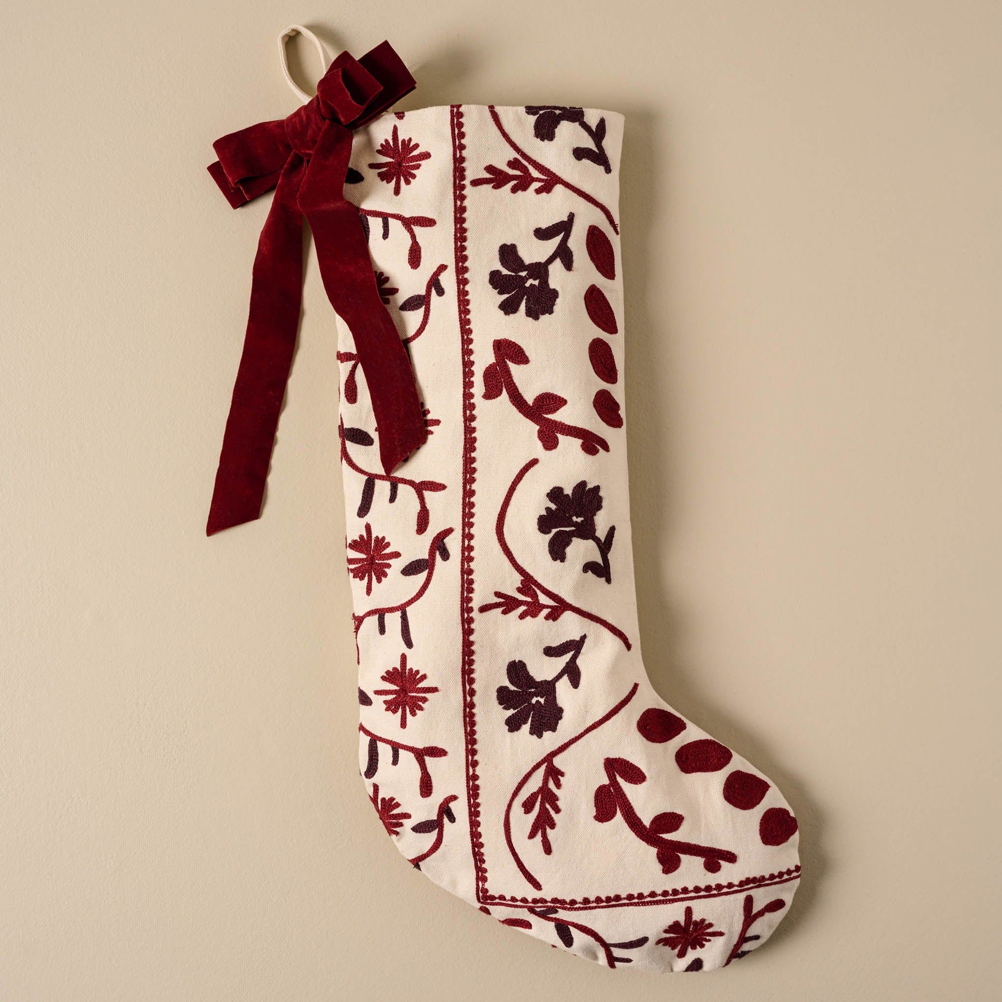 Amaryllis Embroidered Stocking | Magnolia