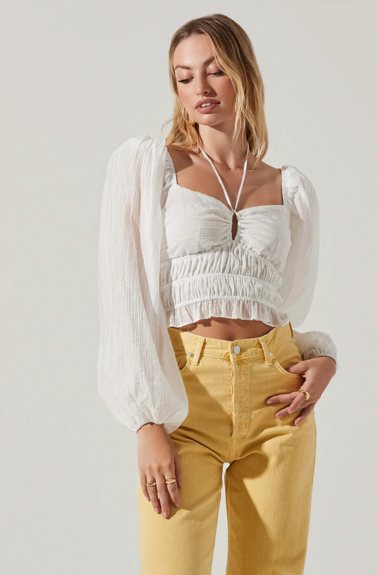 Irwin Puff Sleeve Halter Neck Top | ASTR The Label (US)