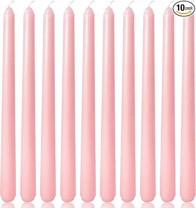 10 Inch Baby-Pink Taper Candles for Home Decoration, 10 Pack Unscented Candlesticks for Dinner We... | Amazon (US)