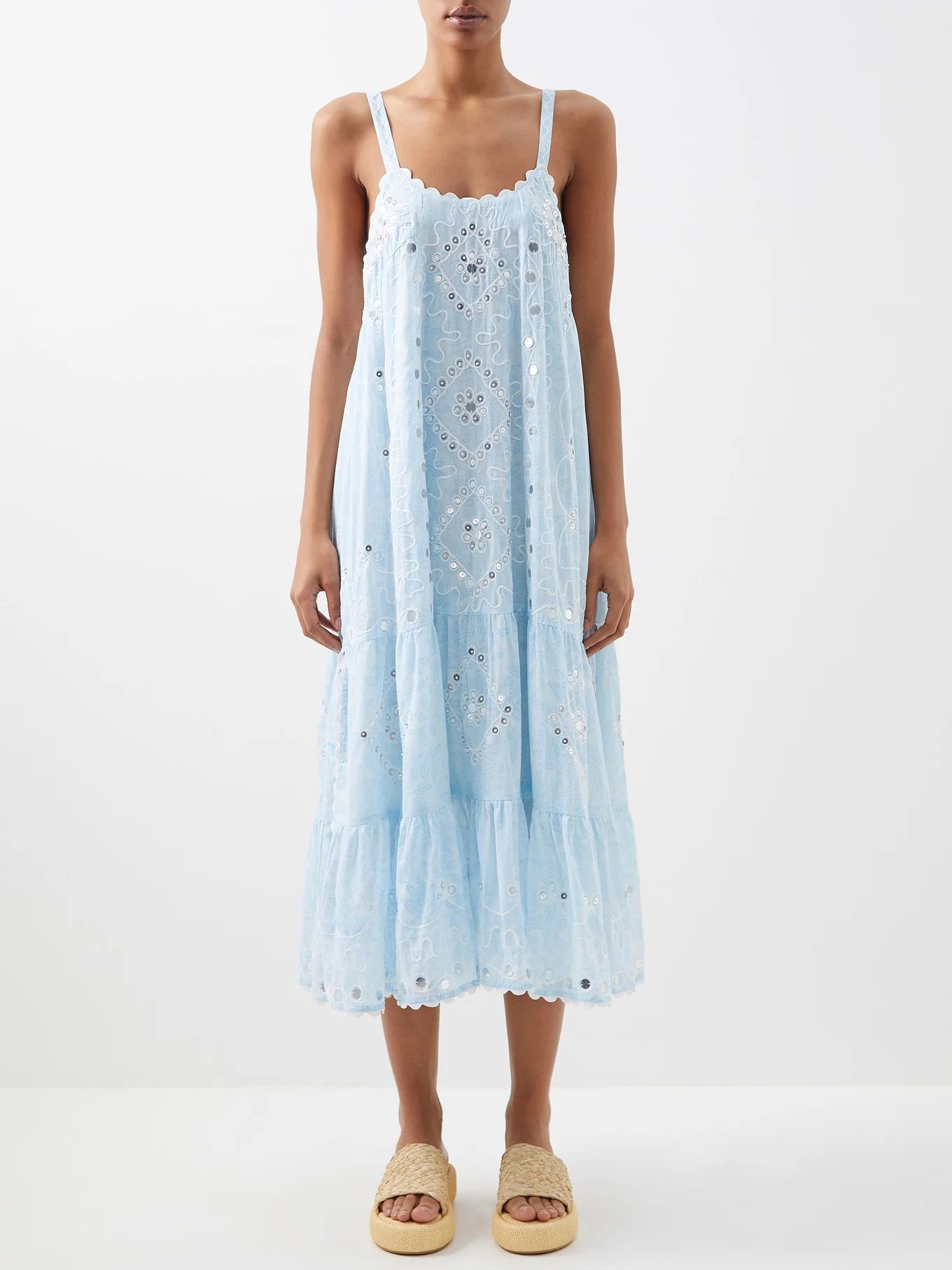 Mosaic-print mirror-embellished cotton dress | Juliet Dunn | Matches (US)