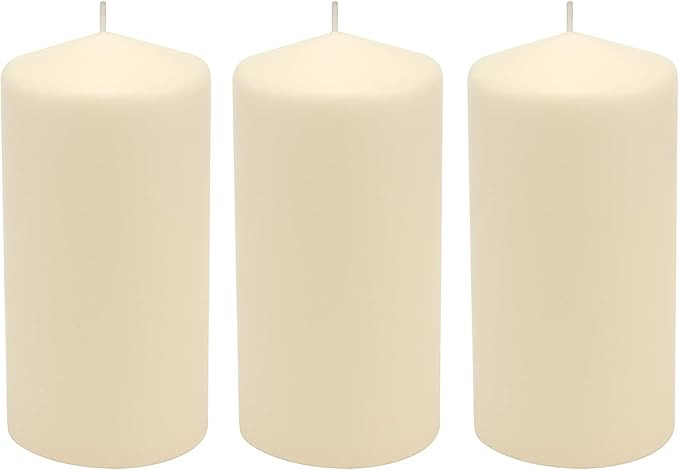 Stonebriar 6 Pack Tall 3 x 6 Inch 65 Hour Long Burning Unscented Ivory Wax Pillar Candles | Amazon (US)