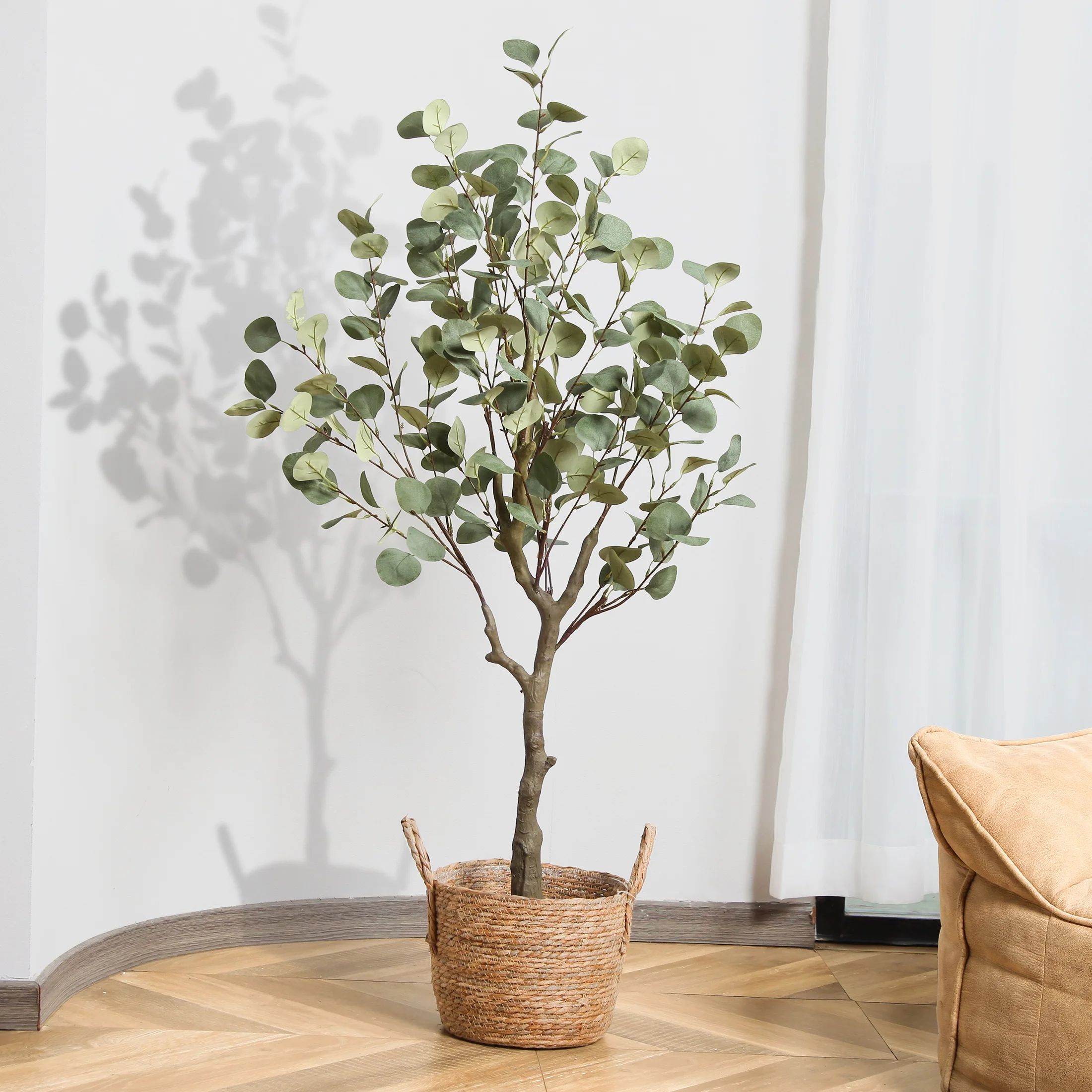 Artificial Tree, 4ft Fake Eucalyptus Silk Plants in Pot, Faux Plastic Eucalyptus Tree with Durabl... | Walmart (US)