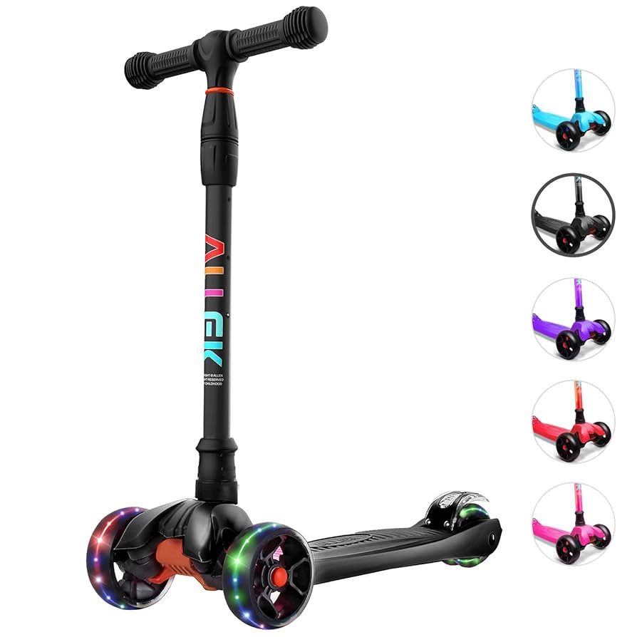 Allek Kick Scooter B02, Lean 'N Glide Scooter with Extra Wide PU Light-Up Wheels and 4 Adjustable... | Amazon (US)
