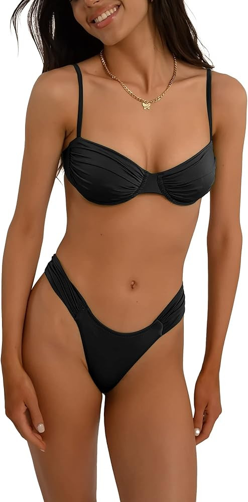 Hatant Bikini Sets for Women Two Piece Swimsuit Spaghetti Straps Bathing Suit High Waisted Bikini... | Amazon (US)