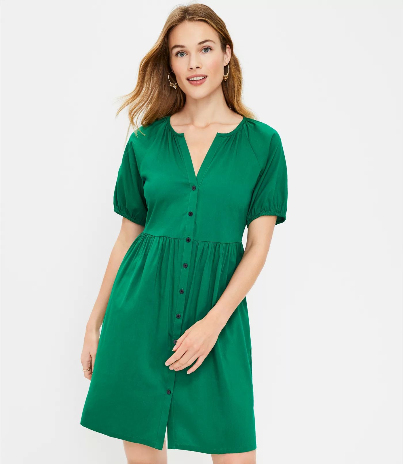 Button Swing Pocket Dress | LOFT