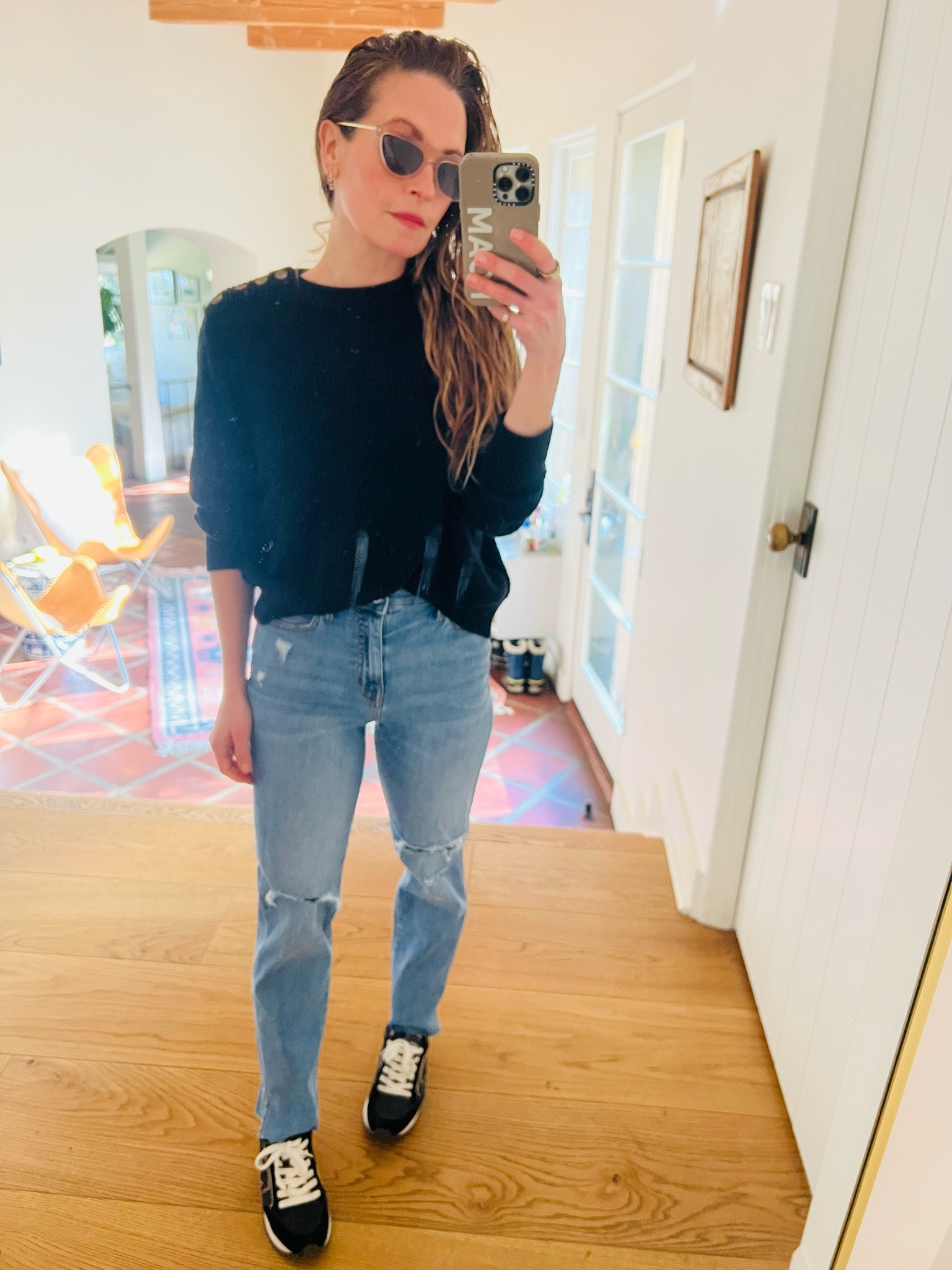 My favorite lightweight black sweater by Heidi Merrick is on sale !

Instantly uplifts every outfit with minimal effort

Sorry for the handprints on the mirror 😳 kids 

#LTKSeasonal #LTKStyleTip #LTKSaleAlert