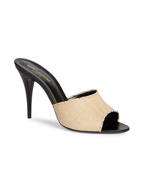 La Raffia & Leather Stiletto Sandals | Saks Fifth Avenue