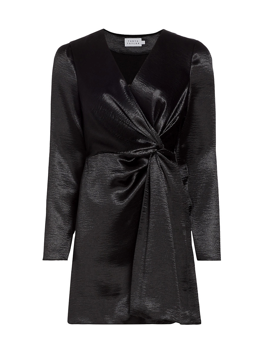 Women's Olivia Twisted Satin Minidress - Black - Size 12 | Saks Fifth Avenue