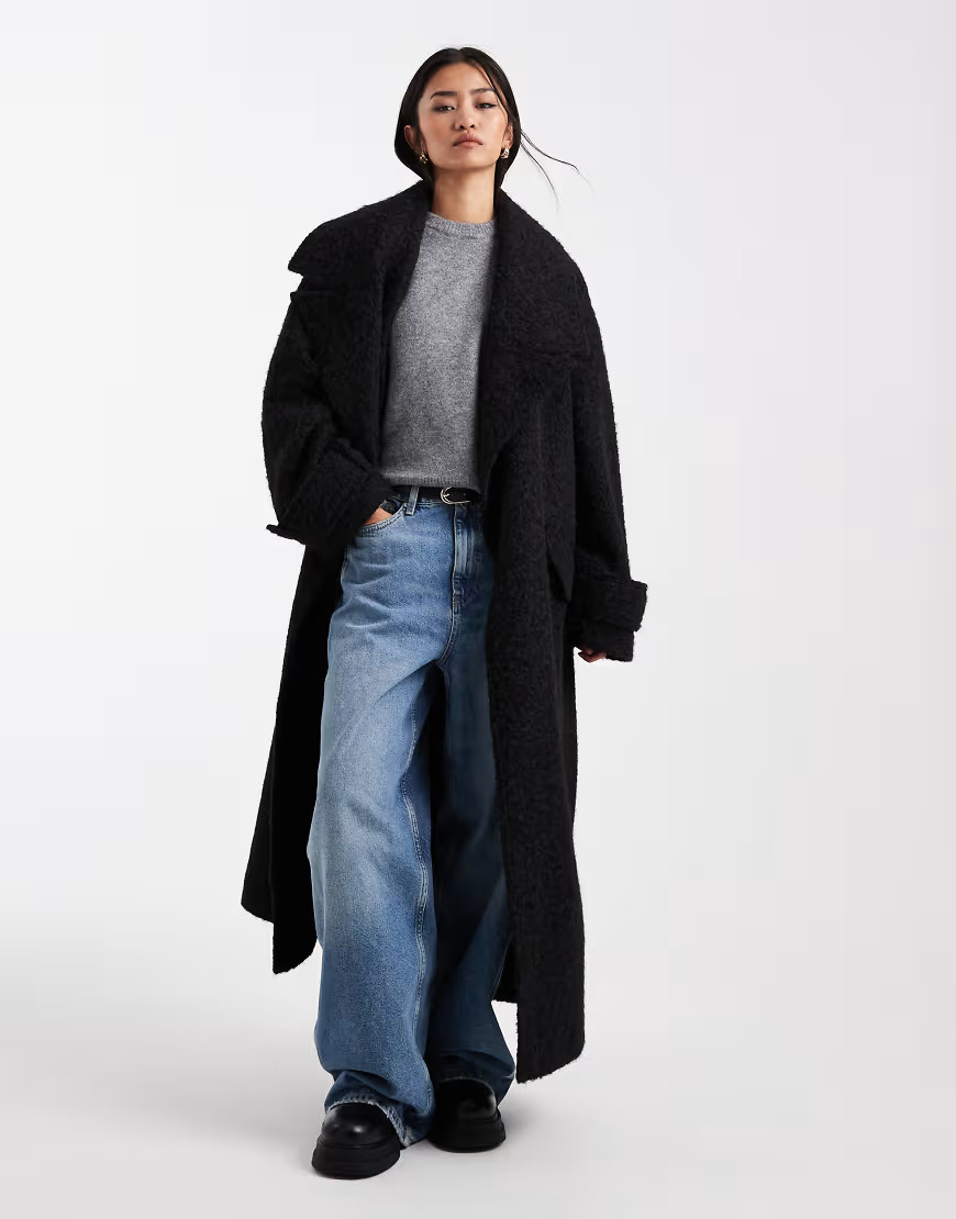 ASOS DESIGN cozy oversized throw on formal coat in black | ASOS (Global)