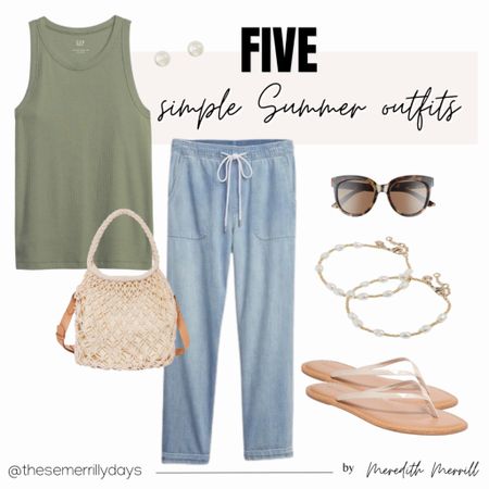 Simple summer outfit • crochet bag • chambray pants • spring outfit 

#LTKunder50 #LTKstyletip #LTKitbag