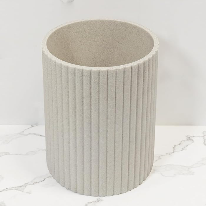 Beige Luxury Stone Bathroom Trash Can, Modern Bathroom Office Trash Can, Resin Wastebasket, Garba... | Amazon (US)