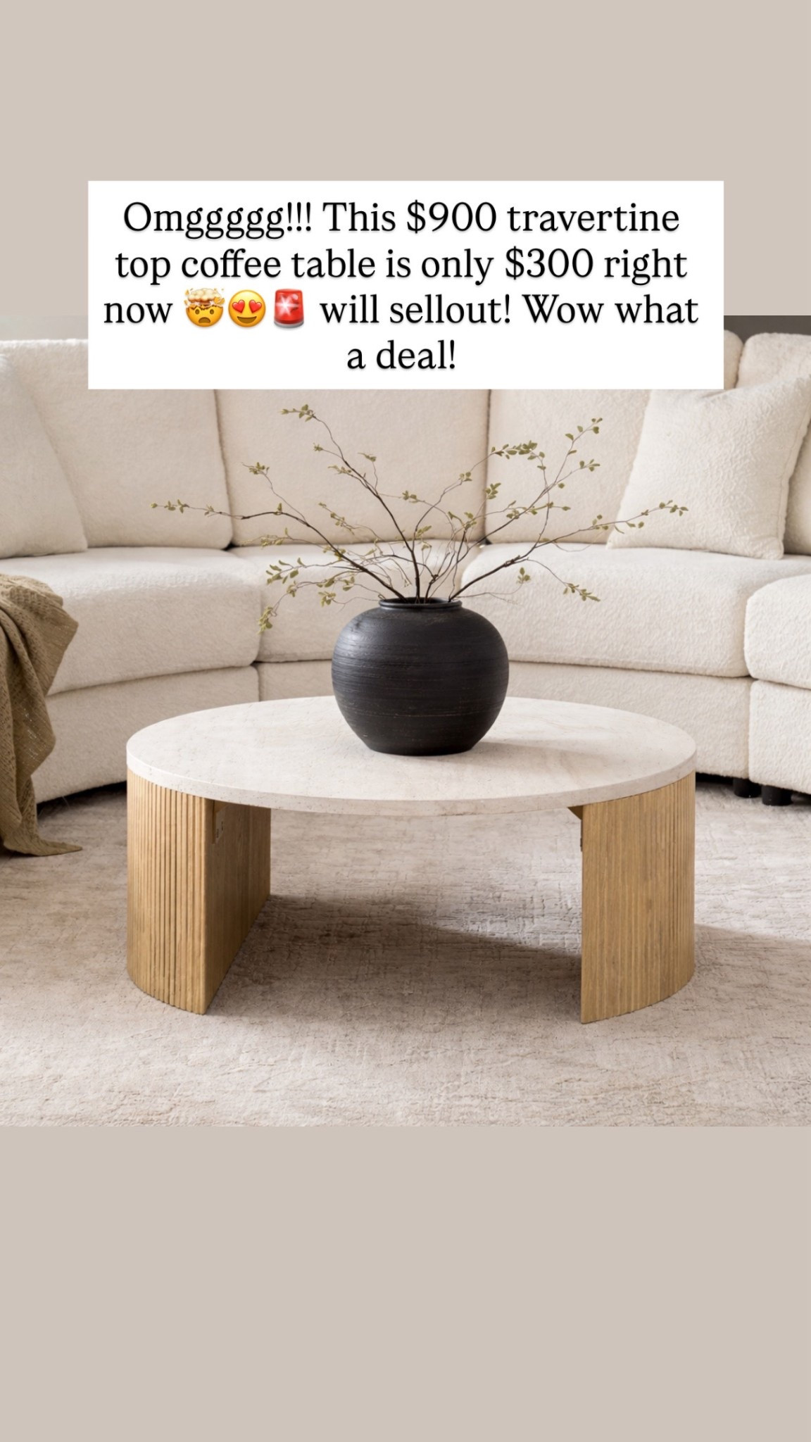 Omggggg!!! This $900 travertine top coffee table is only $300 right now 🤯😍🚨 will sellout! Wow what a deal! 

#LTKHome #LTKSaleAlert