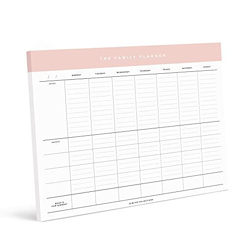 Bliss Collections Family Planner with 50 Undated 8.5 x 11 Tear-Off Sheets - Simple Pink Daily and Weekly Calendar for Planning and Organizing Family Activities, Appointments, Tasks, Chores and Meals | Amazon (US)