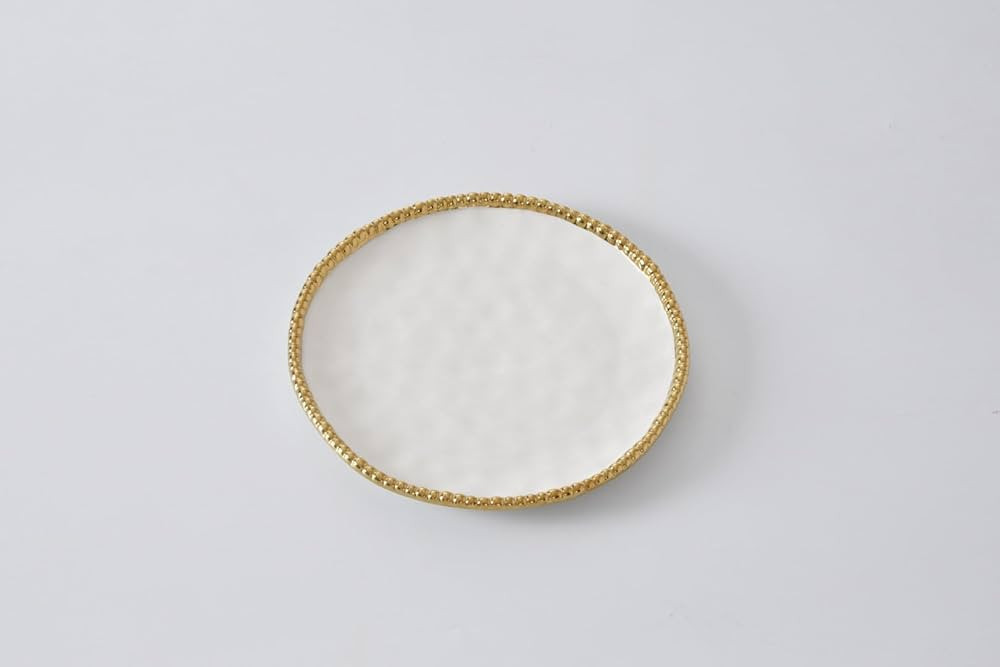 Pampa Bay Porcelain Round Salad Plate, 8.5 x 8.5 Inch., White/Gold, Oven and Dishwasher Safe | Amazon (US)