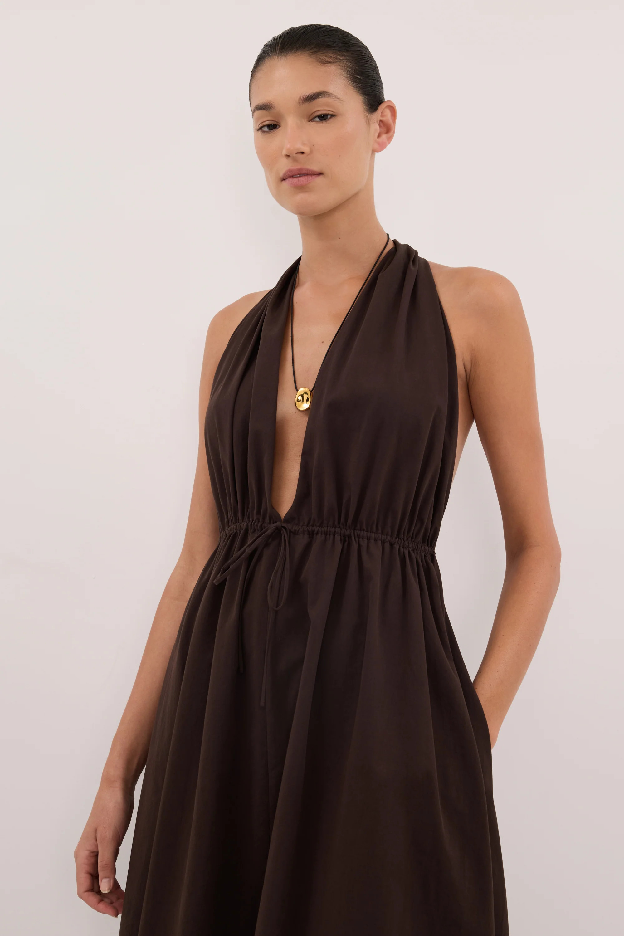 TAMMY BURNT CHOC POPLIN MIDI DRESS | DISSH