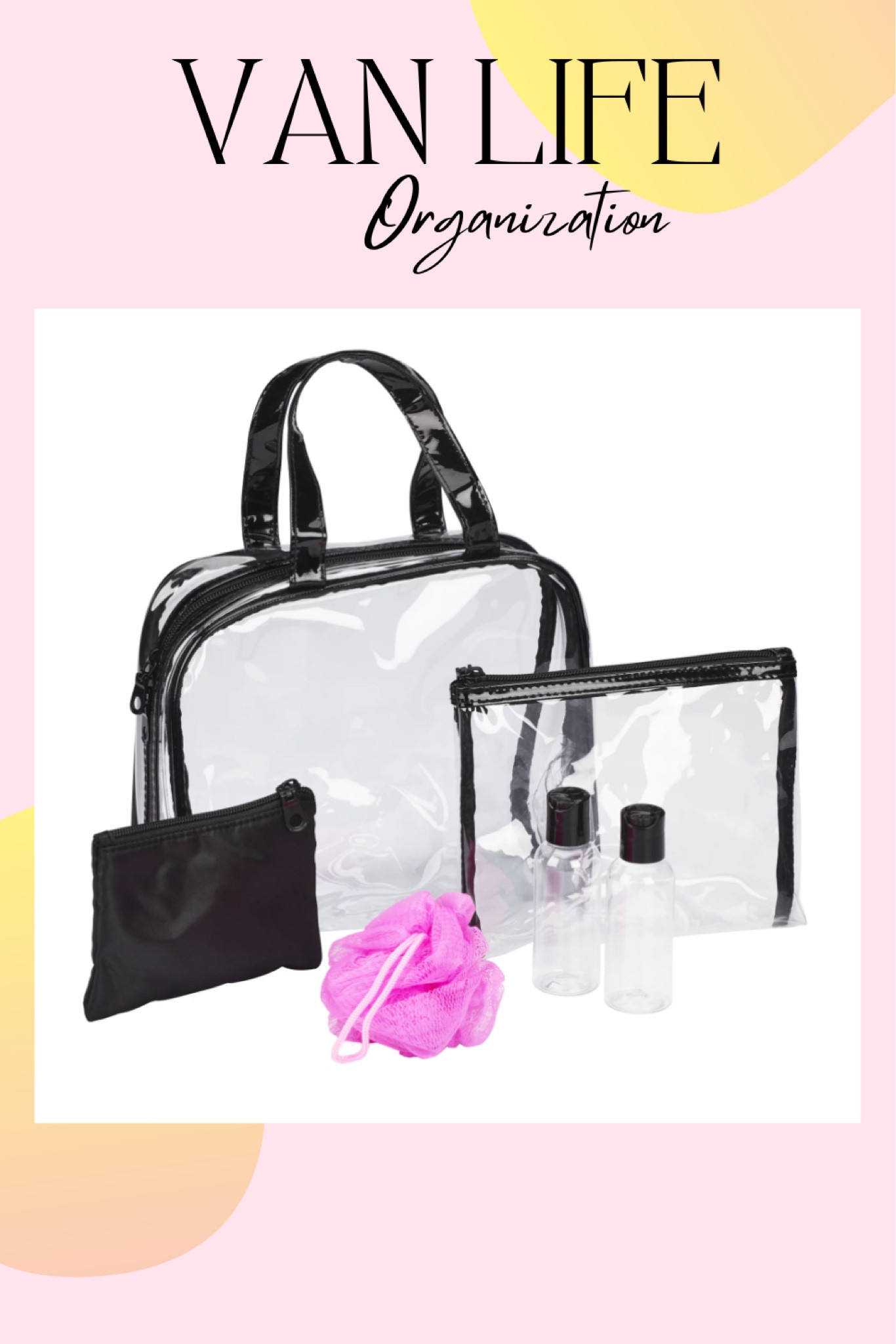 Van life organization! 6-Piece transparent Travel Tote — click below to shop! Follow me @alohaaa.nikki to follow my vanlife adventures in Hawaii!🌺✨#liketkit #vanlife #camping #travel #travelessentials #walmart #organization organizer bins home organizer closet organization travel organization 

#LTKtravel #LTKhome #LTKunder50