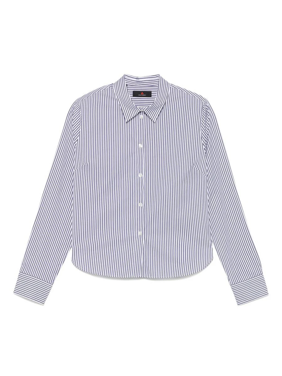 Peuterey White And Blue Shirt With Vertical Stripe Pattern | Baltini