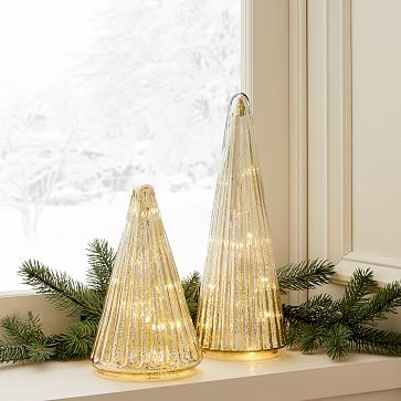 Light-Up Mercury Glass Christmas Trees - Silver | West Elm (US)