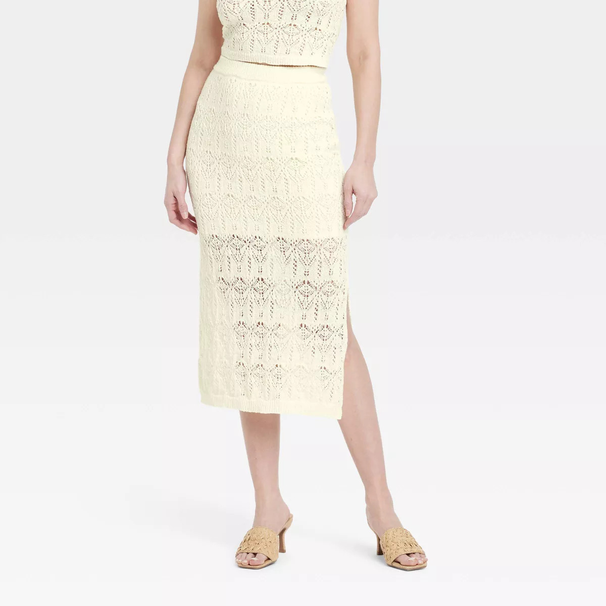 Women's Crochet-Style Midi Sweater Skirt - A New Day™ | Target