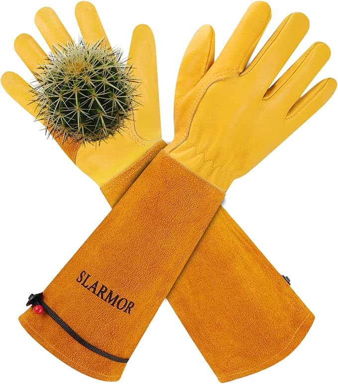 Long Gardening-Gloves Women/Men-Thorn proof Rose Pruning Heavy Duty Gauntlet-M | Amazon (US)