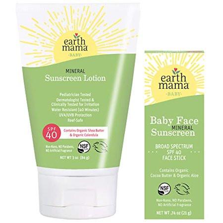 Earth Mama Baby Face Mineral Sunscreen Stick & Lotion Set SPF 40 | Walmart (US)