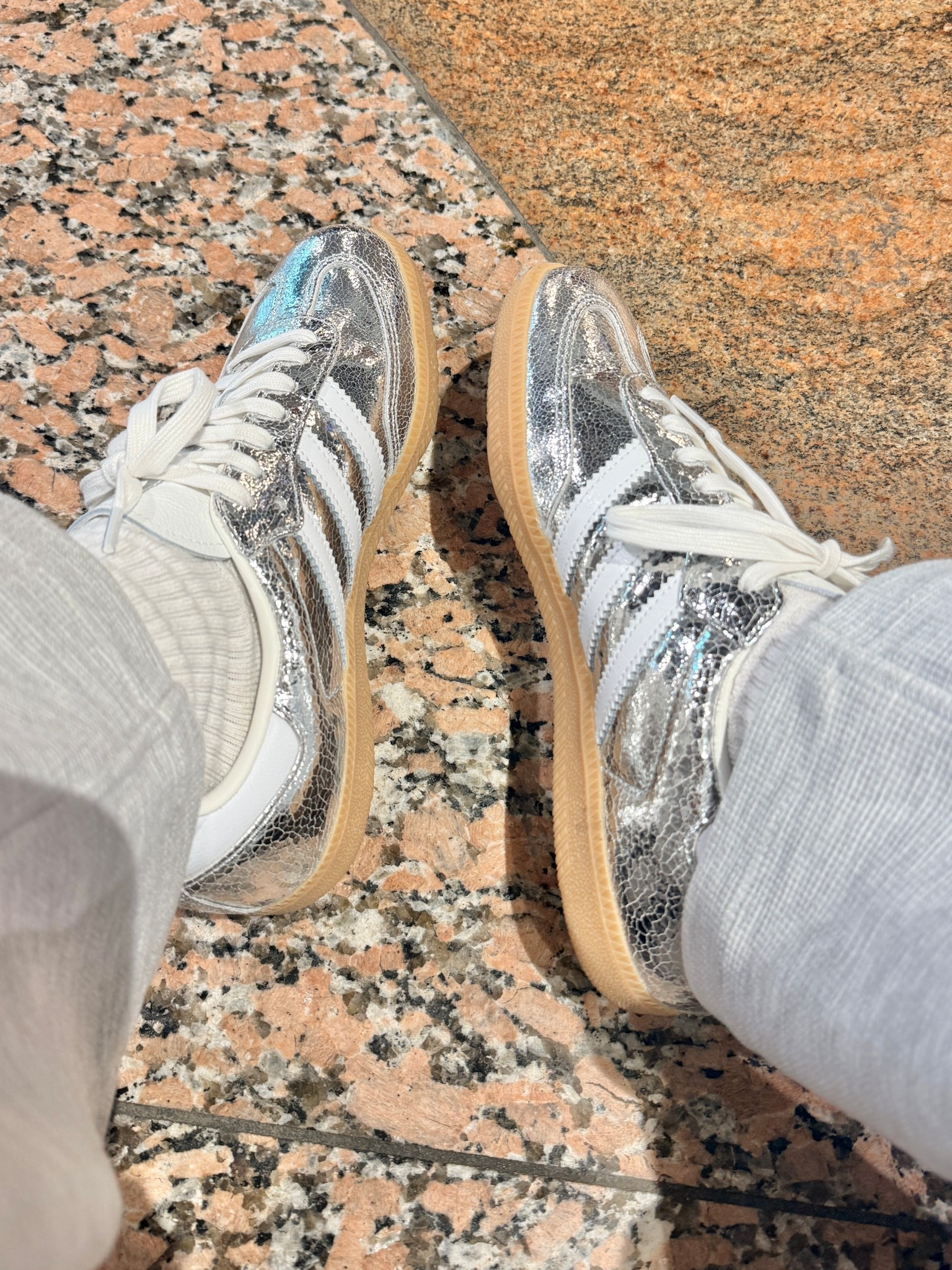 Silver sambas I went down a half size to a 7.5 

#LTKOver40 #LTKmomlife #LTKTravel