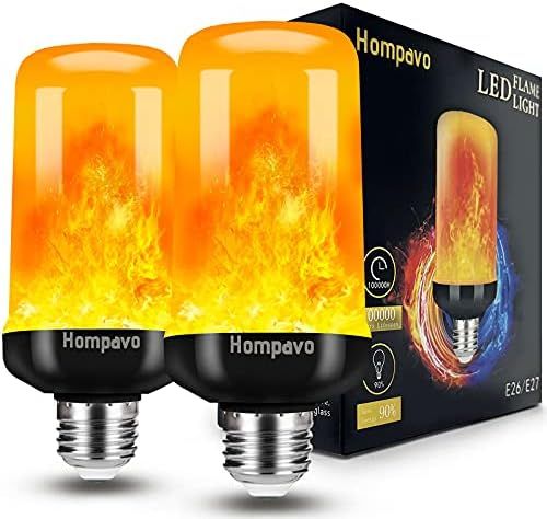 [Upgraded] Hompavo LED Flame Light Bulb, 4 Modes Flickering Light Bulbs with Upside Down Effect, ... | Amazon (US)