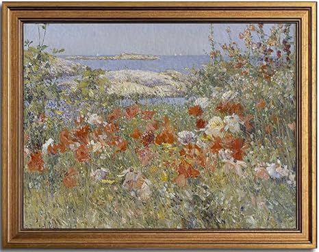 KBKBART Gold Framed Vintage Wall Art Prints, Retro Countryside Wildflowers by the Sea Canvas Pain... | Amazon (US)