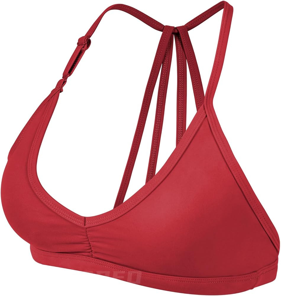 YEOREO Workout Sports Bras for Women Padded Strappy Open Back Gym Bra Light Impact Criss Cross Yo... | Amazon (US)