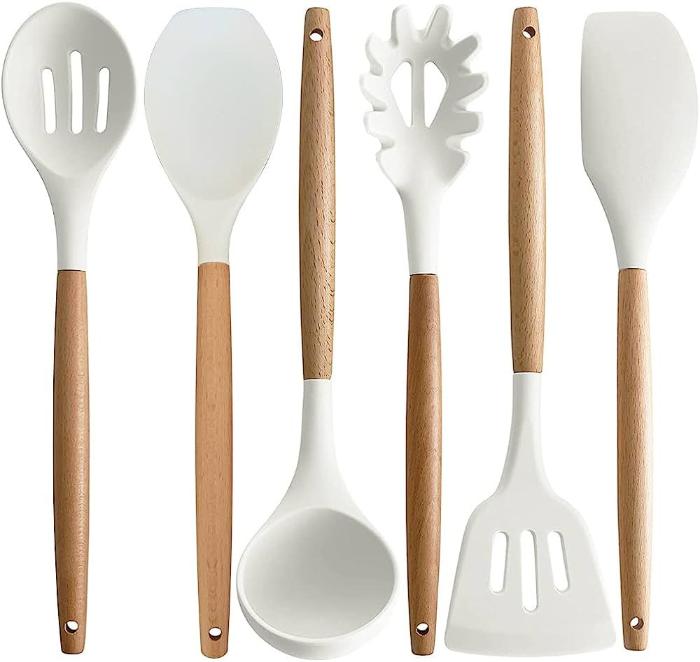 IOCBYHZ Kitchen Cooking Utensils Set 6Pcs Non-Stick Silicone Cooking Kitchen Utensil Spatula Set,... | Amazon (US)